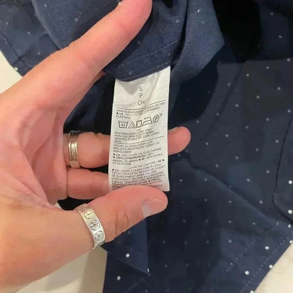 Old Navy Blue Polka Dot Flex Short Sleeve Casual Button Up Regular Fit Men Small - Picture 5 of 5